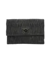 Anya Hindmarch Textured Metallic Clutch Bag In Black Satin In Black