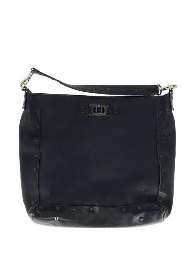 Pre-owned Anya Hindmarch Top-handle Leather Shoulder Bag In Black