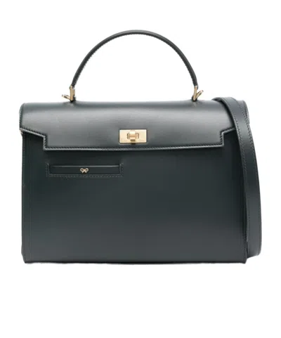 Anya Hindmarch Womens Black Mortimer Leather Top Handle Bag