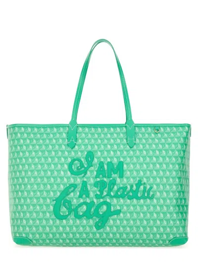 ANYA HINDMARCH TOTE BAG WITH I AM A PLASTIC BAG PATTERN