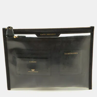 Anya Hindmarch Transparent/black Pvc And Leather Clutch