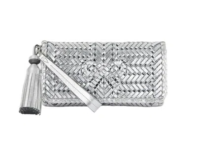 Anya Hindmarch Tulle Chain Detail Clutch Bag In Silver