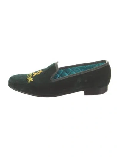 Pre-owned Anya Hindmarch Velvet Loafers In Green