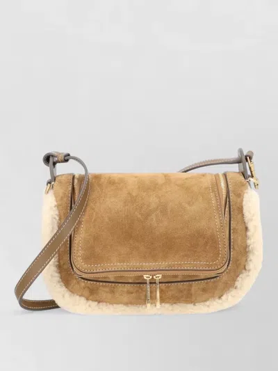 Anya Hindmarch Vere Shearling Crossbody Bag Suede Strap In Red