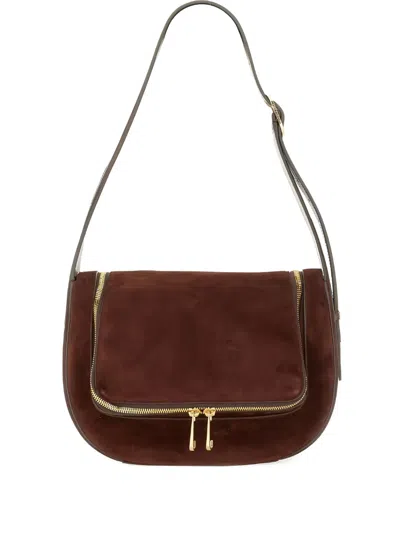Anya Hindmarch Shoulder Bag With Adjustable Strap And Front Pocket In Brown