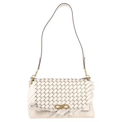 Anya Hindmarch Weave Shoulder Bag In White Leather