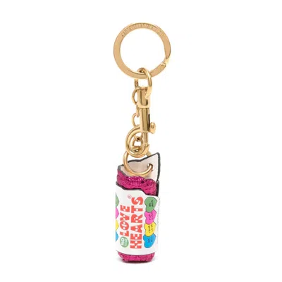 Anya Hindmarch Lovehearts Leather Charm In Gold