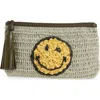 Anya Hindmarch Wink Woven Raffia Pouchette In Gray