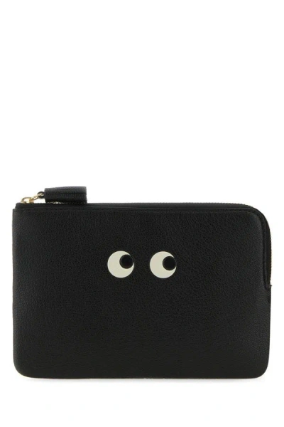 Anya Hindmarch Woman Black Leather Loose Pocket Eyes Pouch
