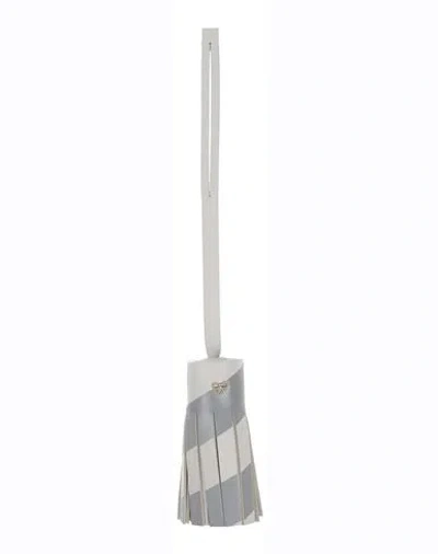 ANYA HINDMARCH ANYA HINDMARCH WOMAN KEY RING LIGHT GREY SIZE - SOFT LEATHER