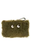 Anya Hindmarch Furry Texture Clutch Bag With Eye Motif In Green