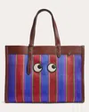Anya Hindmarch Stripe Eyes Shopper Bag In Red