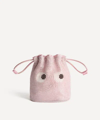 Anya Hindmarch Women's Eyes Crystal Drawstring Pouch Bag In Pink