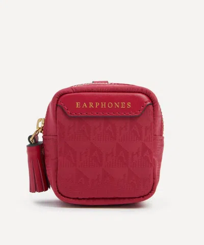 Anya Hindmarch Women's Magenta Logo Earphones Travel Pouch