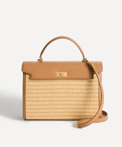 Anya Hindmarch Women's Mortimer Patchwork Raffia And Leather Cross-body Bag In Cream