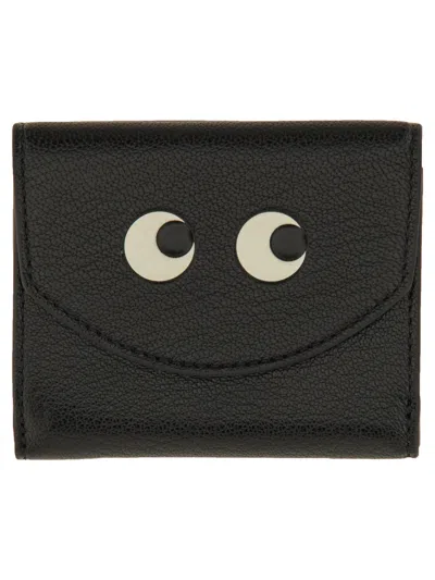 Anya Hindmarch Trifold Mini "eyes" Wallet In Burgundy