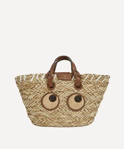 Anya Hindmarch Women's Small Paper Eyes Woven Seagrass Basket Bag