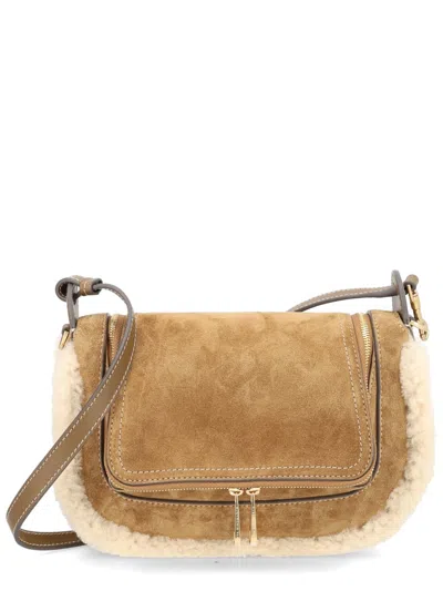 Anya Hindmarch Shearling-trim Shoulder Bag In Brown
