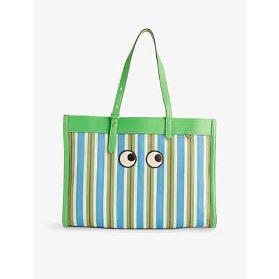Anya Hindmarch Womens Aloe Vera E/w Eyes Striped Mesh Tote Bag