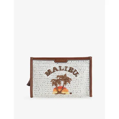 Anya Hindmarch Womens Chalk Anya Brands Malibu Raffia Pochette In Gray