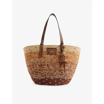 Anya Hindmarch Woven Bow-patch Tote Bag In Brown