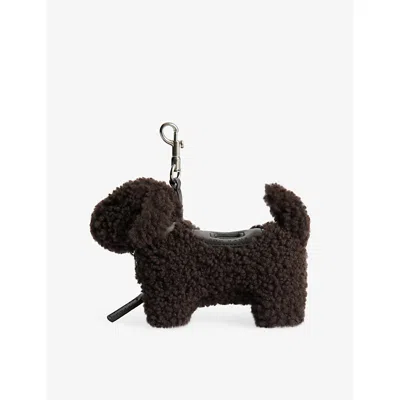 Anya Hindmarch Womens Chocolate Dog Poo Shearling Bag Charm In Black