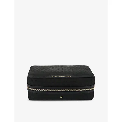 Anya Hindmarch Womens  Baby Emergency Logo-jacquard Leather And Woven Kit In Black