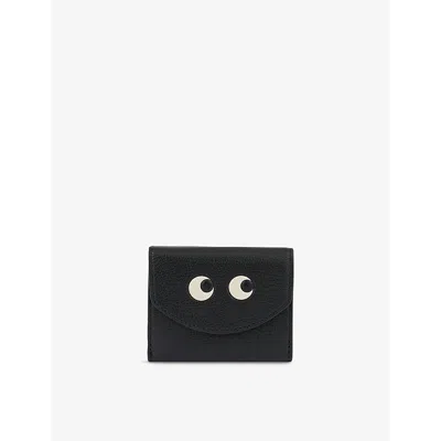 Anya Hindmarch Womens Black Eyes Mini Trifold Leather Wallet