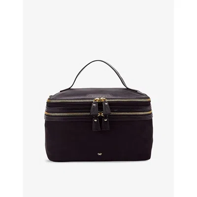 Anya Hindmarch Womens Black Logo-embossed Shell Cosmetics Case
