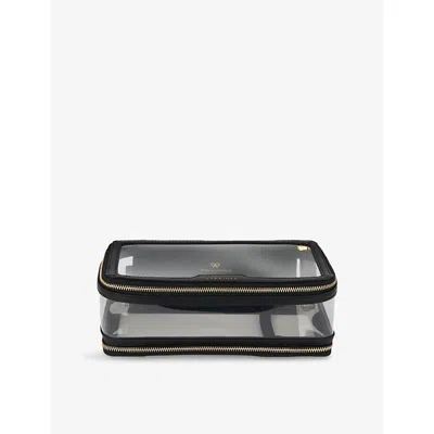 Anya Hindmarch Womens Logo-branded In-flight Plastic Case Clear/black In Multi