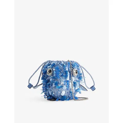 Anya Hindmarch Womens Cornflower Blue Embellished Blowfish Leather Cross-body Bag
