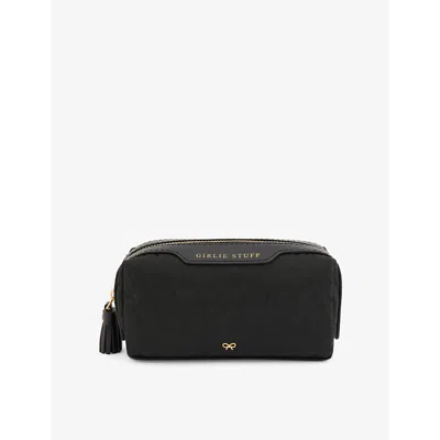 Anya Hindmarch Womens Girlie Stuff Logo-jacquard Recycled-nylon Pouch Black