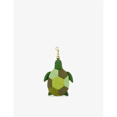 Anya Hindmarch Womens Turtle Charm Woven Shopper Bag Green