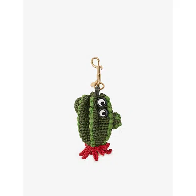 Anya Hindmarch Womens Khaki Cactus Raffia Bag Charm In Green