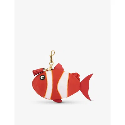 Anya Hindmarch Womens Clown Fish Woven Key Ring Pouch Orange