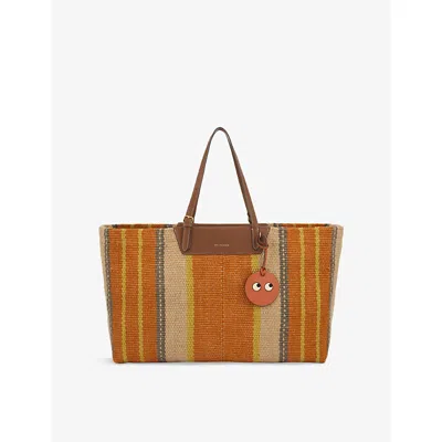 Anya Hindmarch Womens Large Striped Jute Cross-body Bag Orange Multi