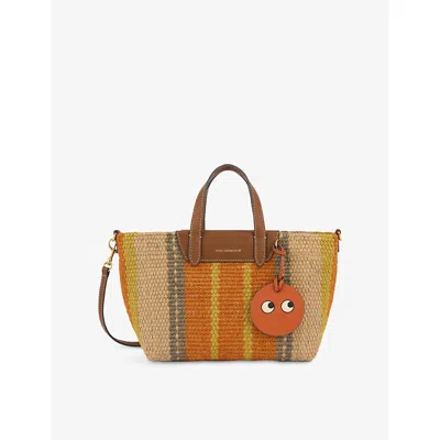 Anya Hindmarch Womens Striped Jute Bag Orange Multi