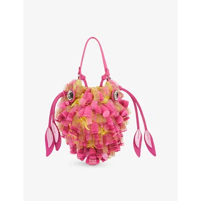 Anya Hindmarch Womens Tropical Fish Satin And Leather Cross-body Bag Pink