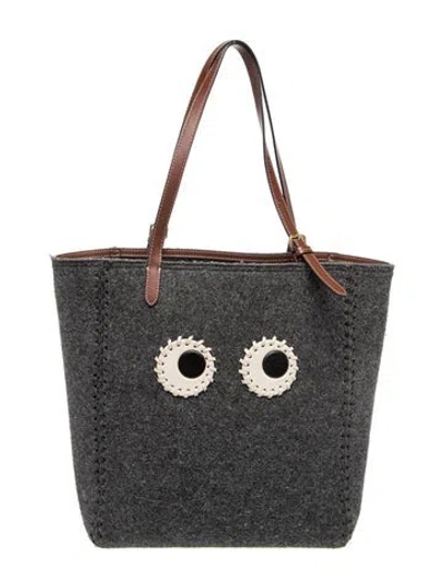 Pre-owned Anya Hindmarch Wool Shoulder Bag In Grey