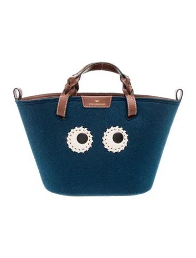 Pre-owned Anya Hindmarch Wool Tote In Blue