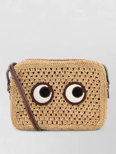 Anya Hindmarch Woven Crossbody Bag Eye Design In Brown