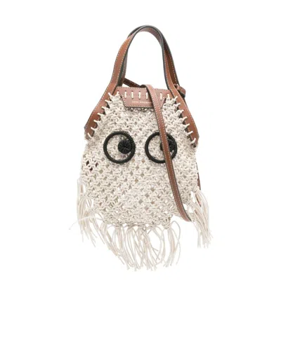 Anya Hindmarch Woven Shoulder Bag In Brown