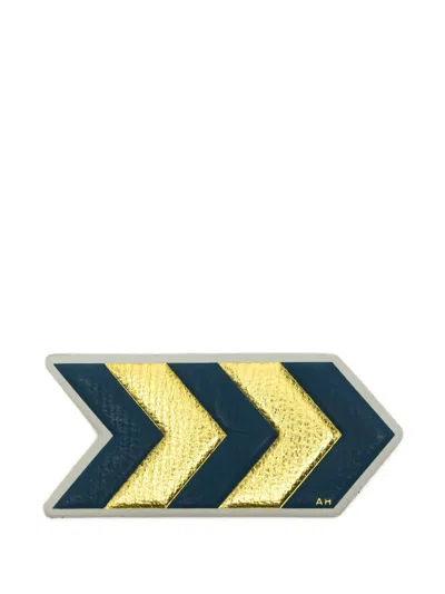 Anya Hindmarch X Charlotte Stockdale Chevron Leather Sticker In Blue