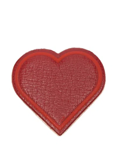 Anya Hindmarch X Charlotte Stockdale X Smiley Heart-shaped Leather Sticker In Red