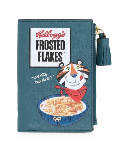 Anya Hindmarch Frosted Flakes Leather Zipped Card Case In Blue