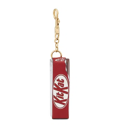 Anya Hindmarch X Kitkat Leather Key Charm In Red