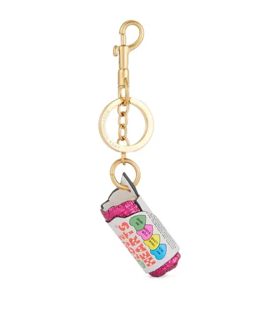 Anya Hindmarch X Love Hearts Leather Key Charm In White/gold