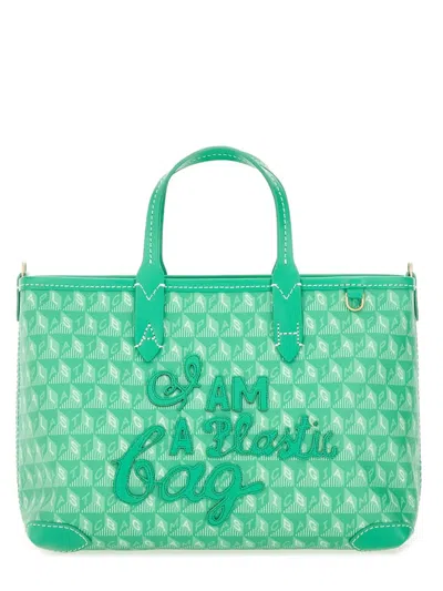 Anya Hindmarch Xs Tote Bag With I Am A Plastic Bag Pattern In Green
