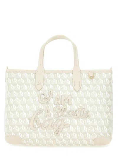 Anya Hindmarch Xs Tote Bag With I Am A Plastic Bag Pattern In Neutral