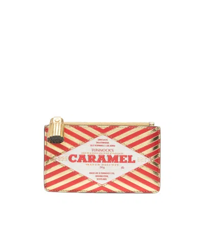 Anya Hindmarch Zipper Card Holder In Red/gold